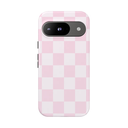 Pink Checkerboard Phone Case | Aesthetic Tough Protective Case