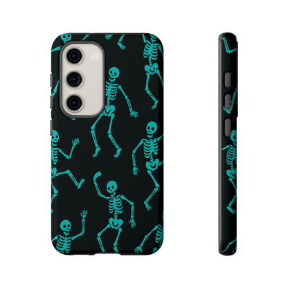 Dancing Teal Skeletons Phone Case | Tough Protective Case for Iphone, Samsung Galaxy and Pixel