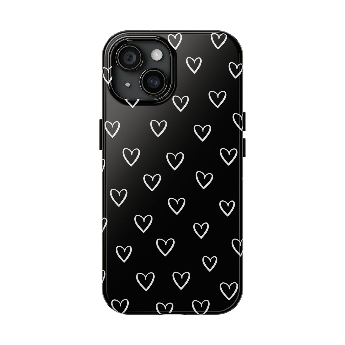 Doodle Heart Phone Case – Minimal Black & White Heart Pattern | Tough Protective Case