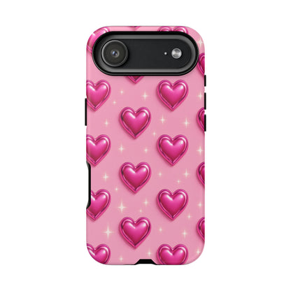 Pink Heart Pattern Phone Case | Tough Protective Case for Iphone, Samsung Galaxy and Pixel