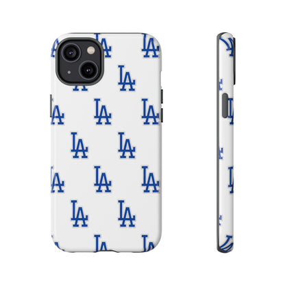 Blue LA Monogram Pattern Phone Case | Minimal Baseball Inspired Tough Cover