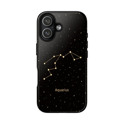 Aquarius Zodiac Constellation Phone Case – Luxe Gold Celestial Cover