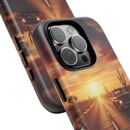 Route 66 Sunset Desert Highway Phone Case – Road Trip Travel Aesthetic Tough Case