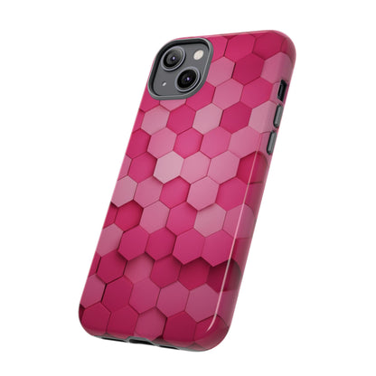 Hot Pink Hexagon Phone Case | Honeycomb Geometric Aesthetic | Cute Pink iPhone & Samsung Tough Protective Case