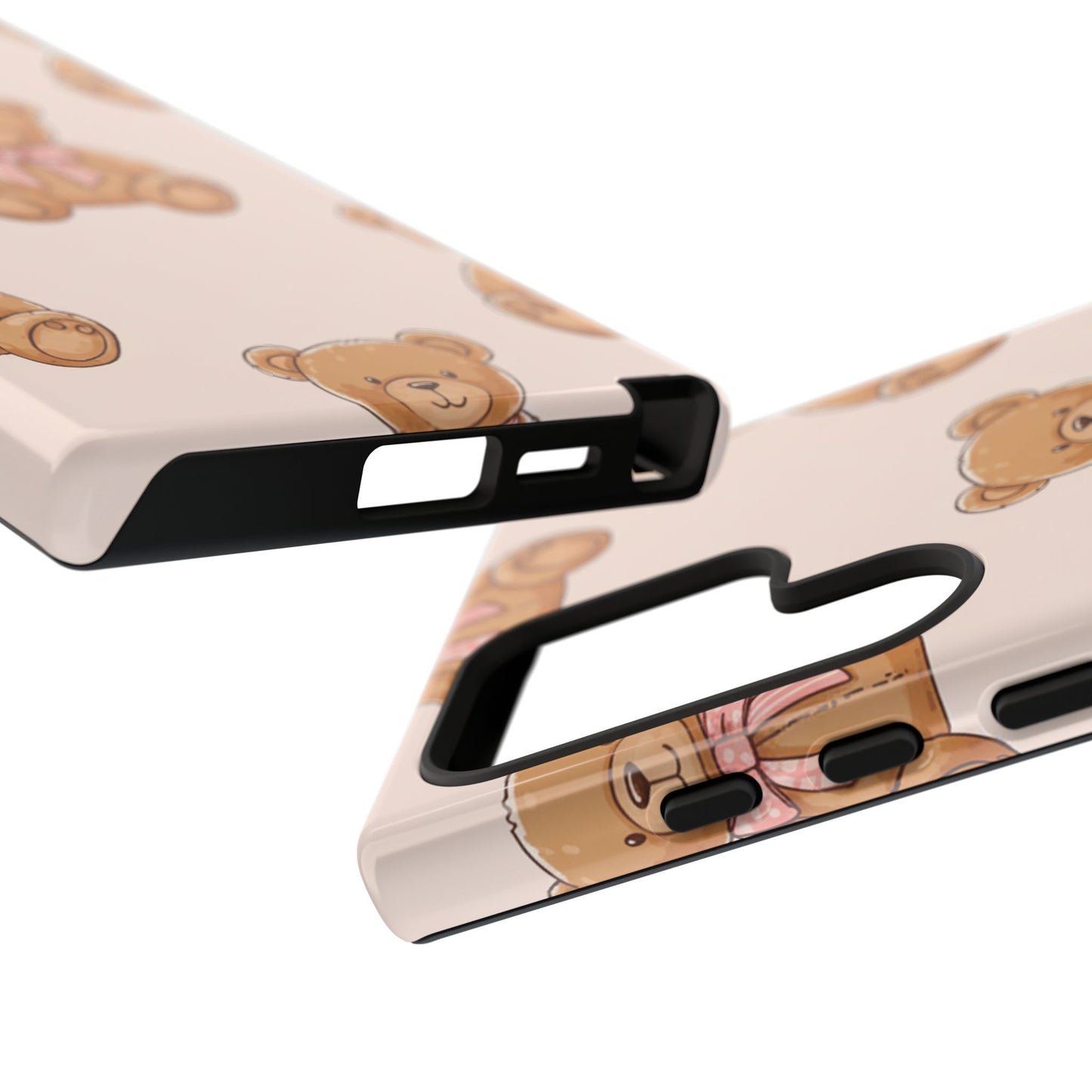 Teddy Bear Phone Case | Cute Coquette Aesthetic Pink Bear Pattern Case | Kawaii Soft Girl iPhone & Samsung Tough Protective Case