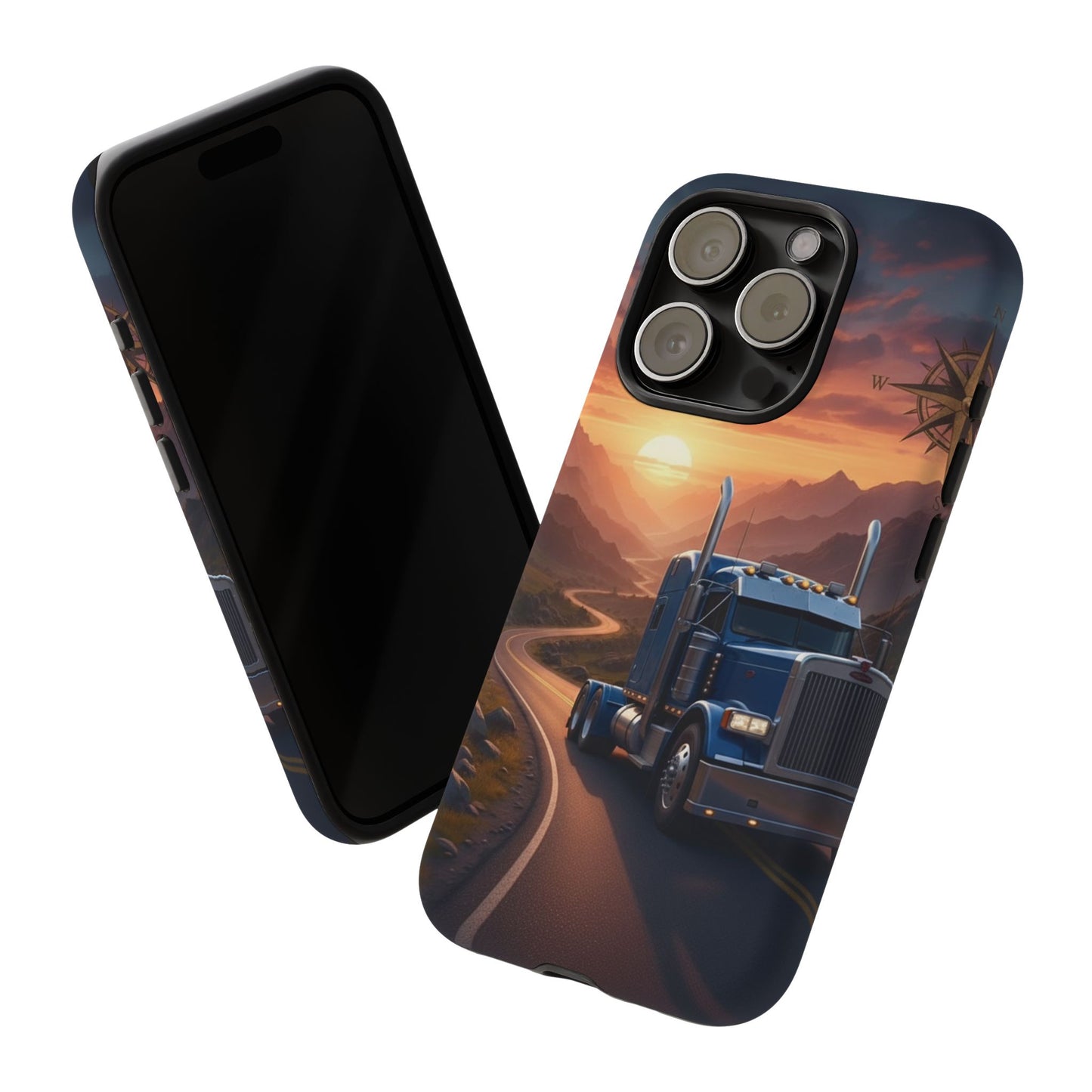 Semi Truck Sunset Phone Case | Trucker Gift | Diesel Truck Highway Road iPhone & Samsung Tough Protective Case