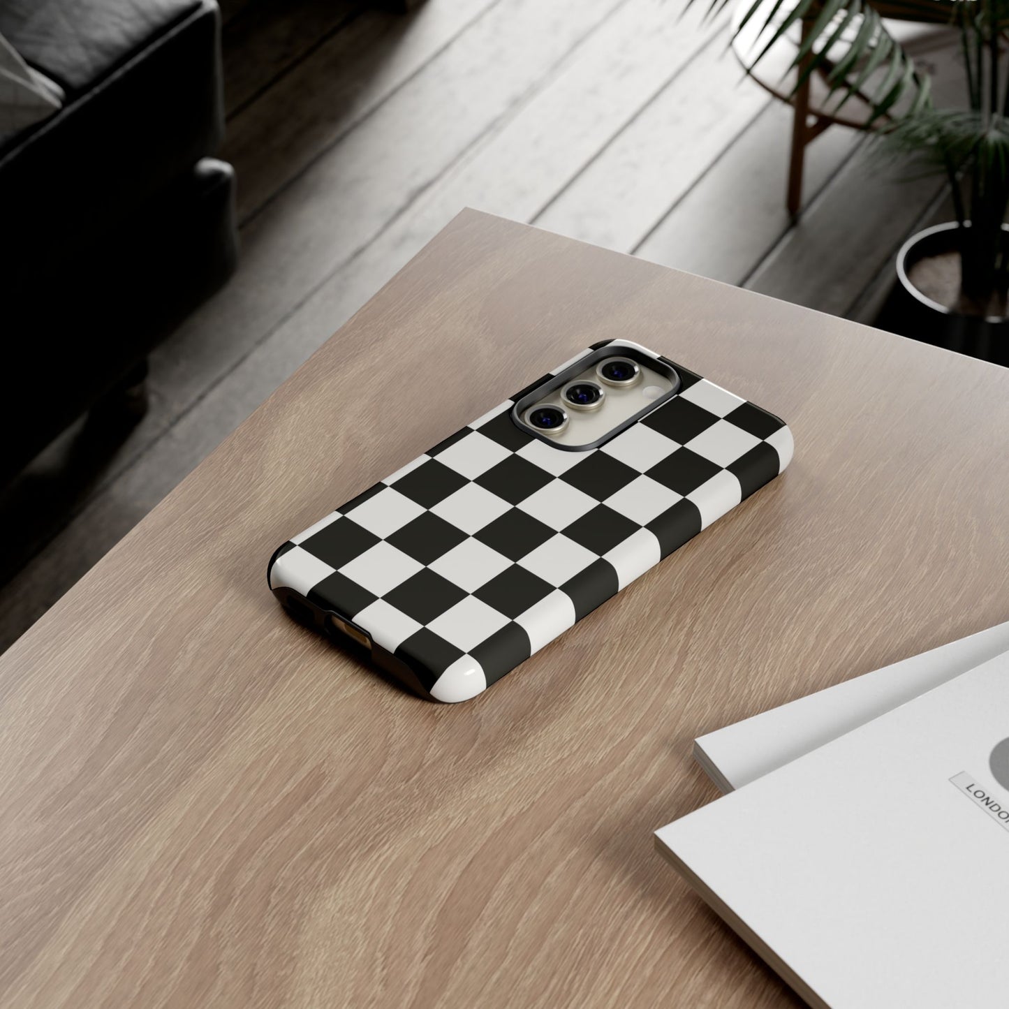 Black & White Checkerboard Phone Case – Classic Aesthetic Tough Protective Case for Iphone, Samsung Galaxy and Pixel