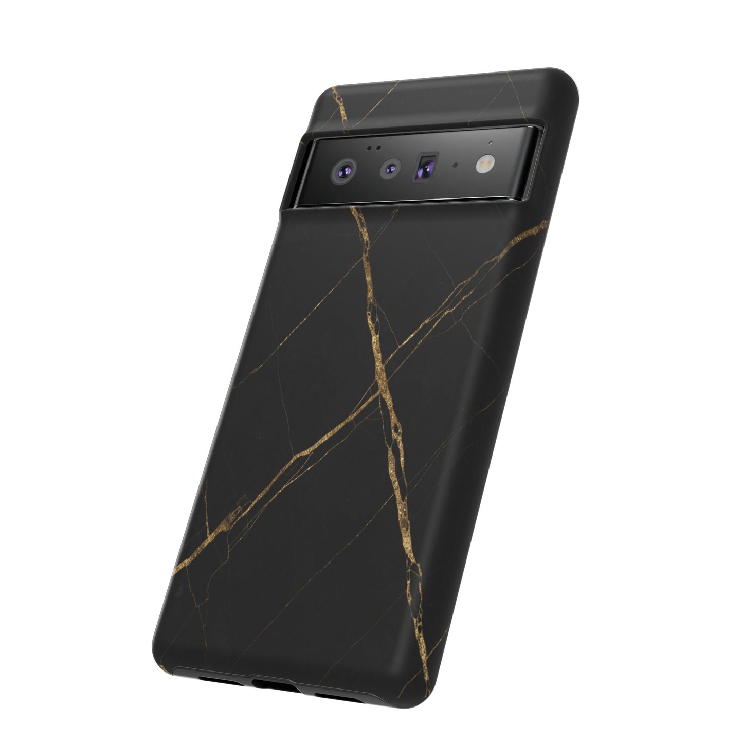 Black Marble Phone Case with Gold Veins – Luxury Minimal Aesthetic Tough Case