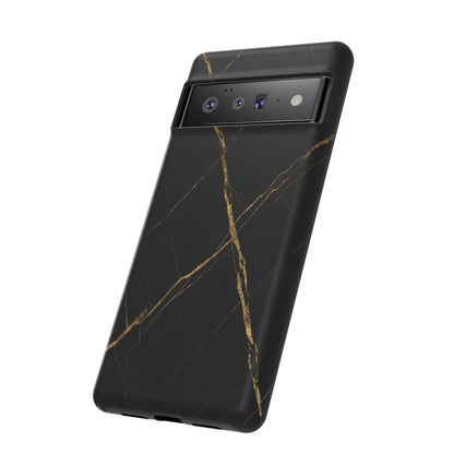 Black Marble Phone Case with Gold Veins – Luxury Minimal Aesthetic Tough Case