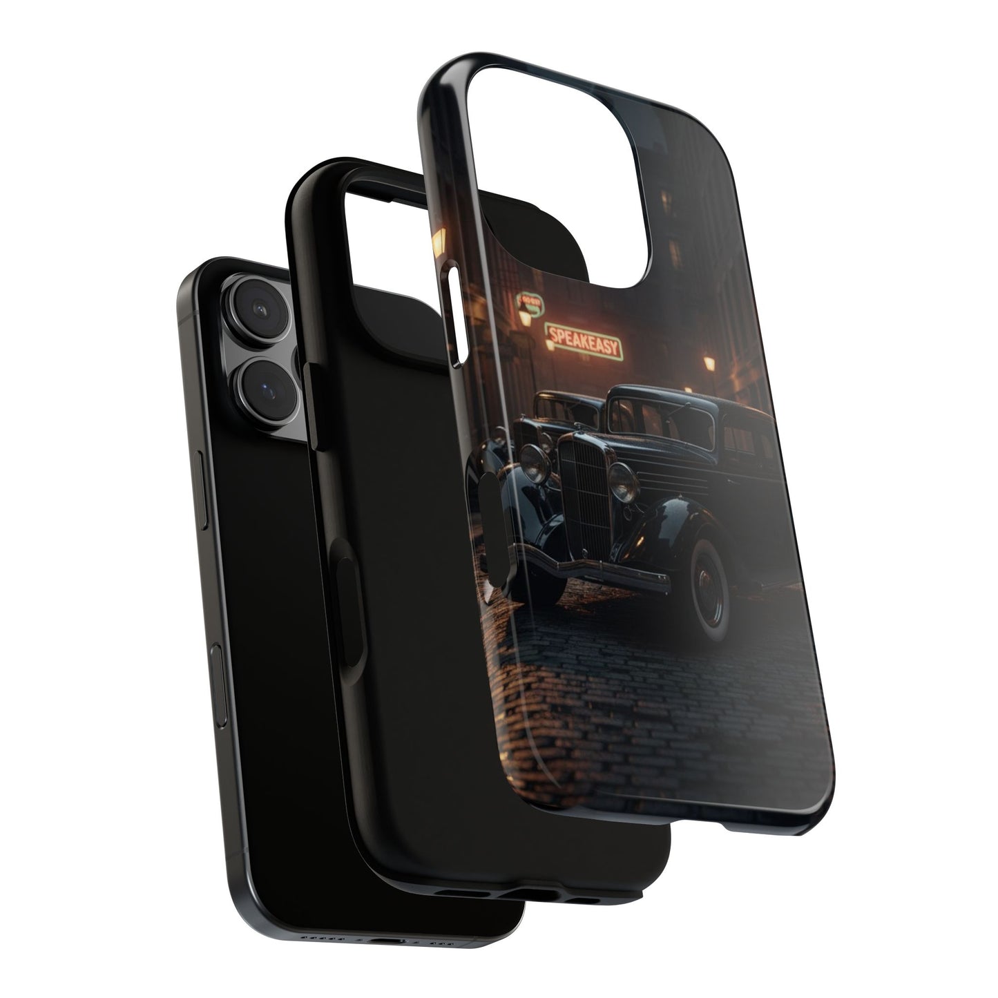 Vintage Classic Car Phone Case | Retro Noir Aesthetic | 1930s Street Scene Tough Case for iPhone & Samsung