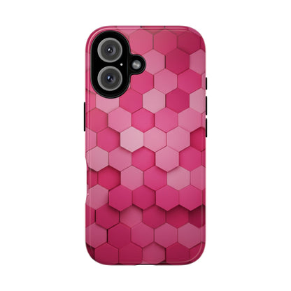 Hot Pink Hexagon Phone Case | Honeycomb Geometric Aesthetic | Cute Pink iPhone & Samsung Tough Protective Case
