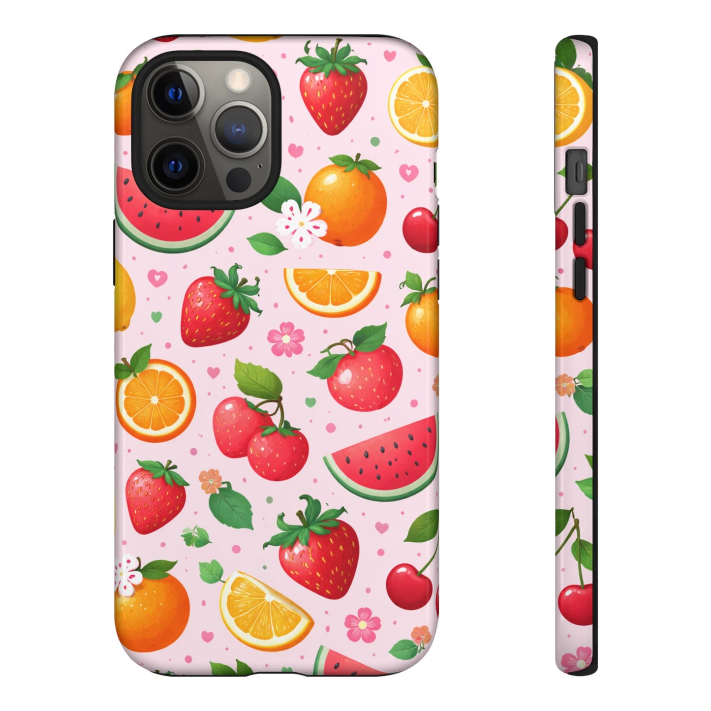 Fruit Phone Case – Tough Shockproof, Strawberry Cherry Citrus Summer Design for Iphone, Samsung Galaxy and Pixel