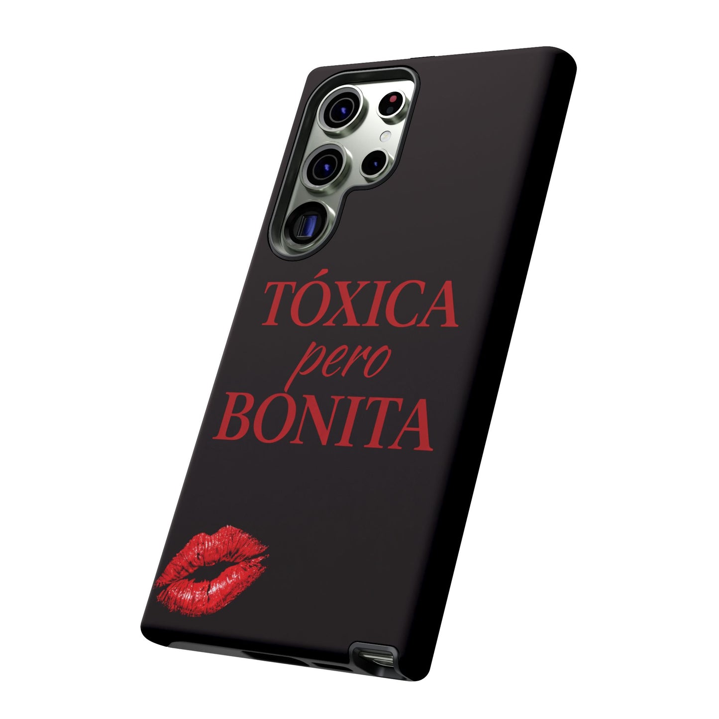 Toxica Pero Bonita Phone Case, Latina Quote Case, Red Lips Aesthetic, Spanish Saying Case, Trendy Tough Cover