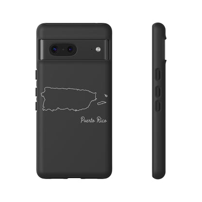 Puerto Rico Outline Phone Case – Minimal Country Map Tough Case (iPhone, Samsung, Pixel)