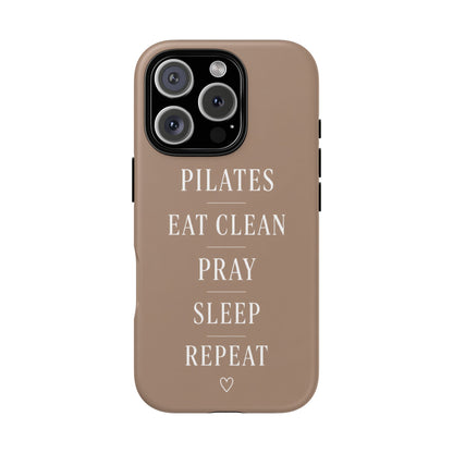 Pilates Phone Case | Eat Clean Pray Sleep Repeat Aesthetic | Wellness Girl Gift