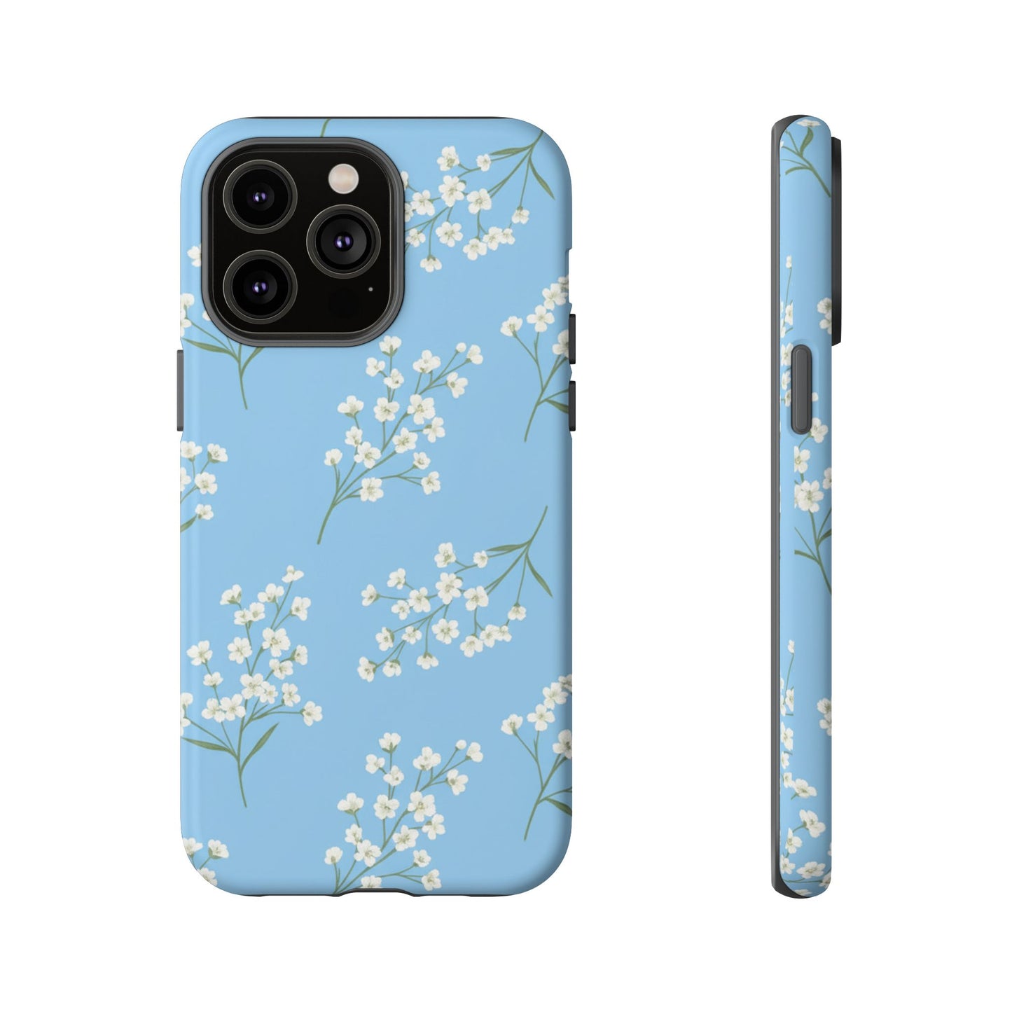 Baby’s Breath Floral Phone Case – Blue Minimal Flower Aesthetic Tough Case