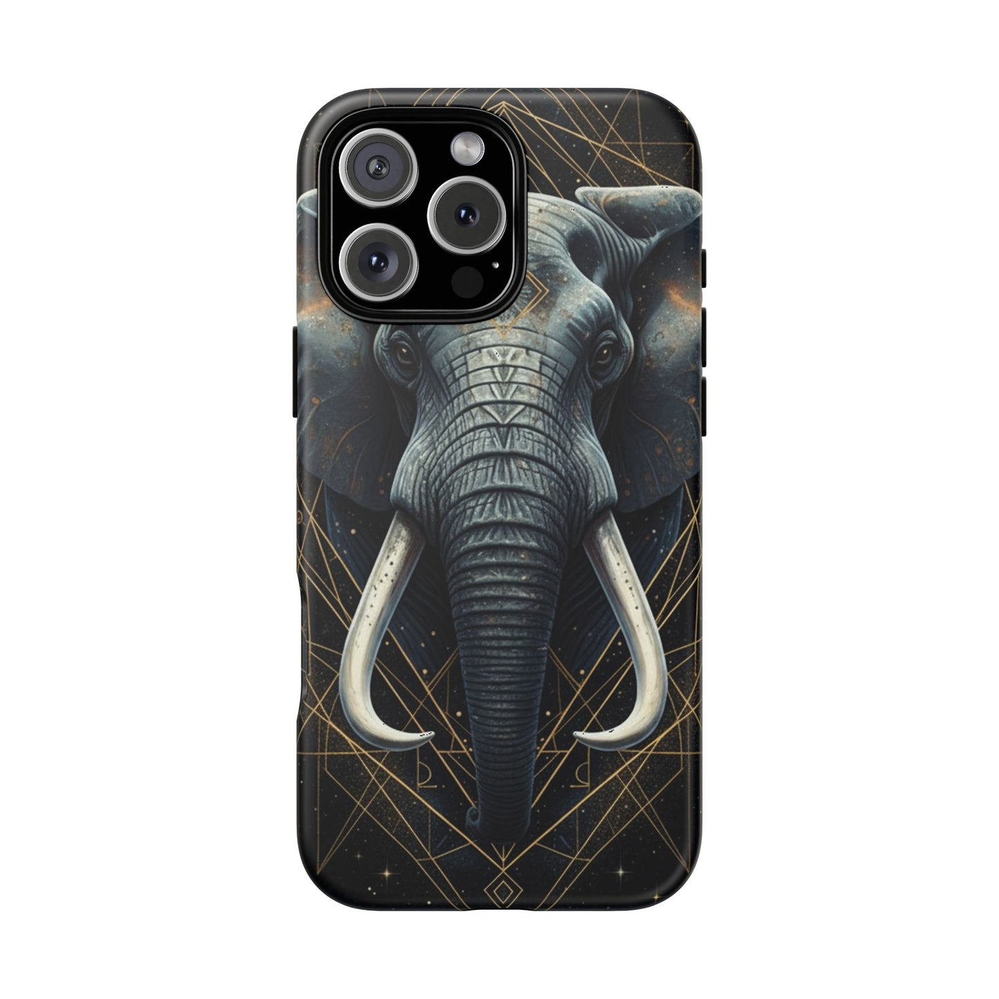 Elephant Mandala Phone Case – Black and Gold Spiritual Elephant Tough Protective Case