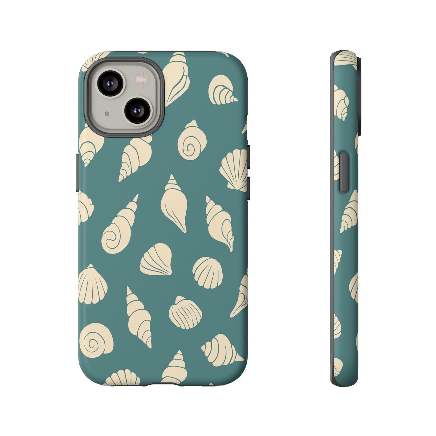 Seashell Pattern Phone Case | Teal Coastal Shells Tough Case for Iphone, Samsung Galaxy and Pixel