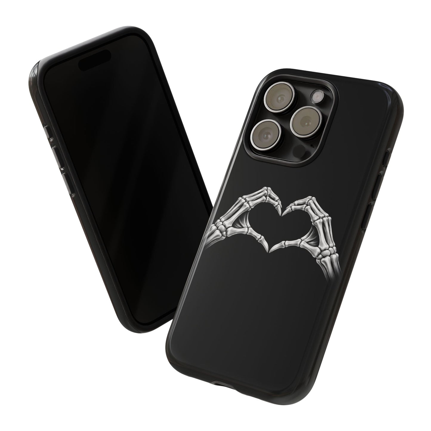 Skeleton Hands Heart Phone Case | Gothic Black Protective Cover