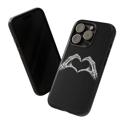 Skeleton Hands Heart Phone Case | Gothic Black Protective Cover