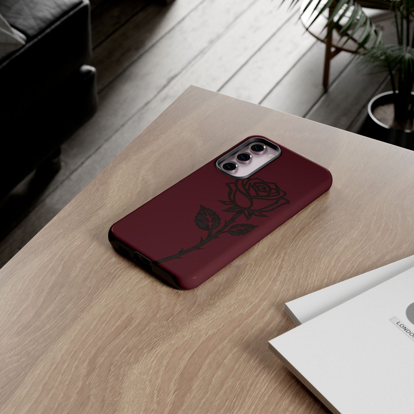 Black Rose Burgundy iPhone Case | Dark Aesthetic Shockproof Protective Cover