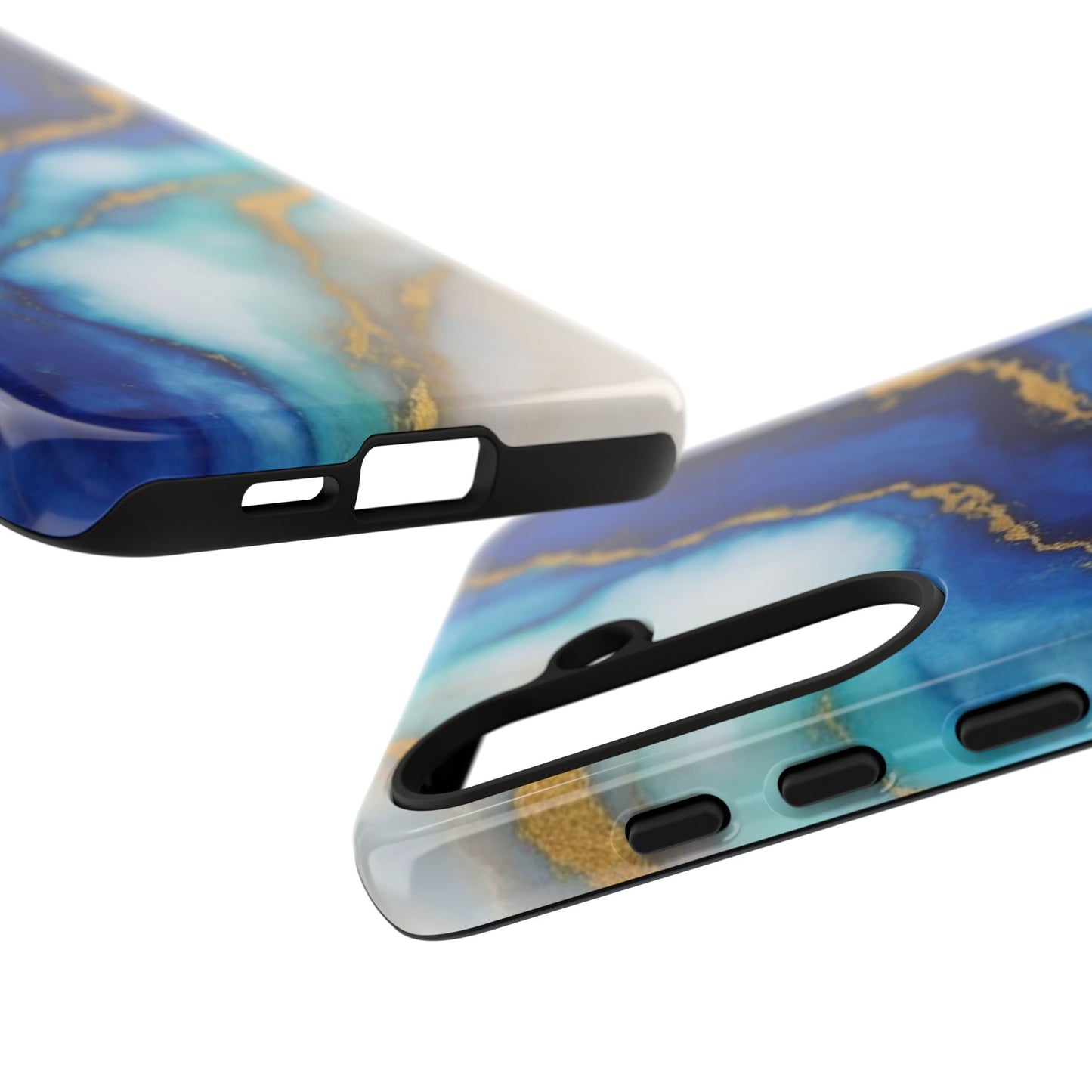Blue & Gold Marble Phone Case – Luxury Resin Art Tough Case (iPhone, Samsung, Pixel)