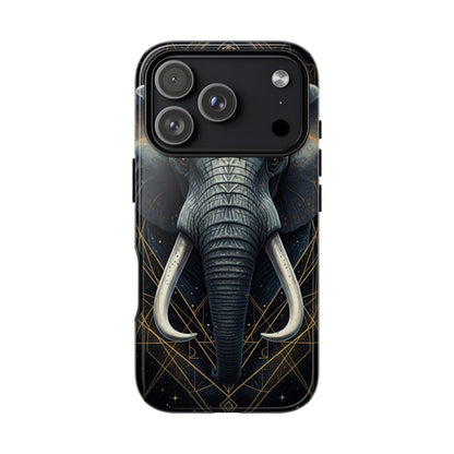 Elephant Mandala Phone Case – Black and Gold Spiritual Elephant Tough Protective Case