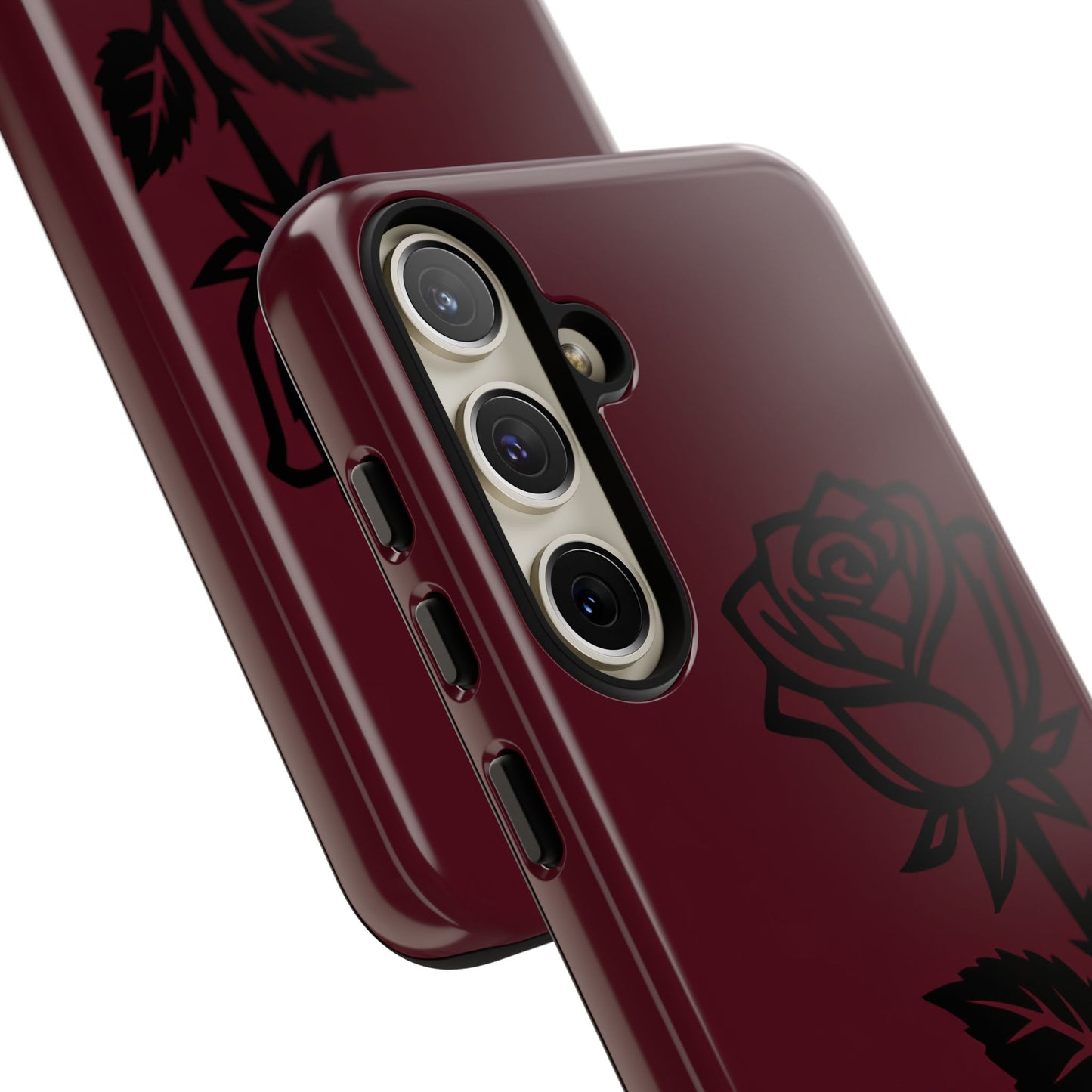 Black Rose Burgundy iPhone Case | Dark Aesthetic Shockproof Protective Cover