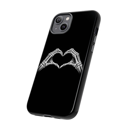 Skeleton Hands Heart Phone Case | Gothic Black Protective Cover