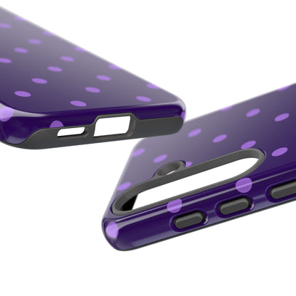 Purple Polka Dot Tough Phone Case – Cute Stylish Durable Protective Cover for Iphone, Samsung Galaxy and Pixel