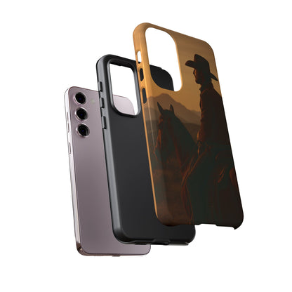 Western Cowboy Sunset Phone Case | Horse Rider Desert Aesthetic Tough Protective Case