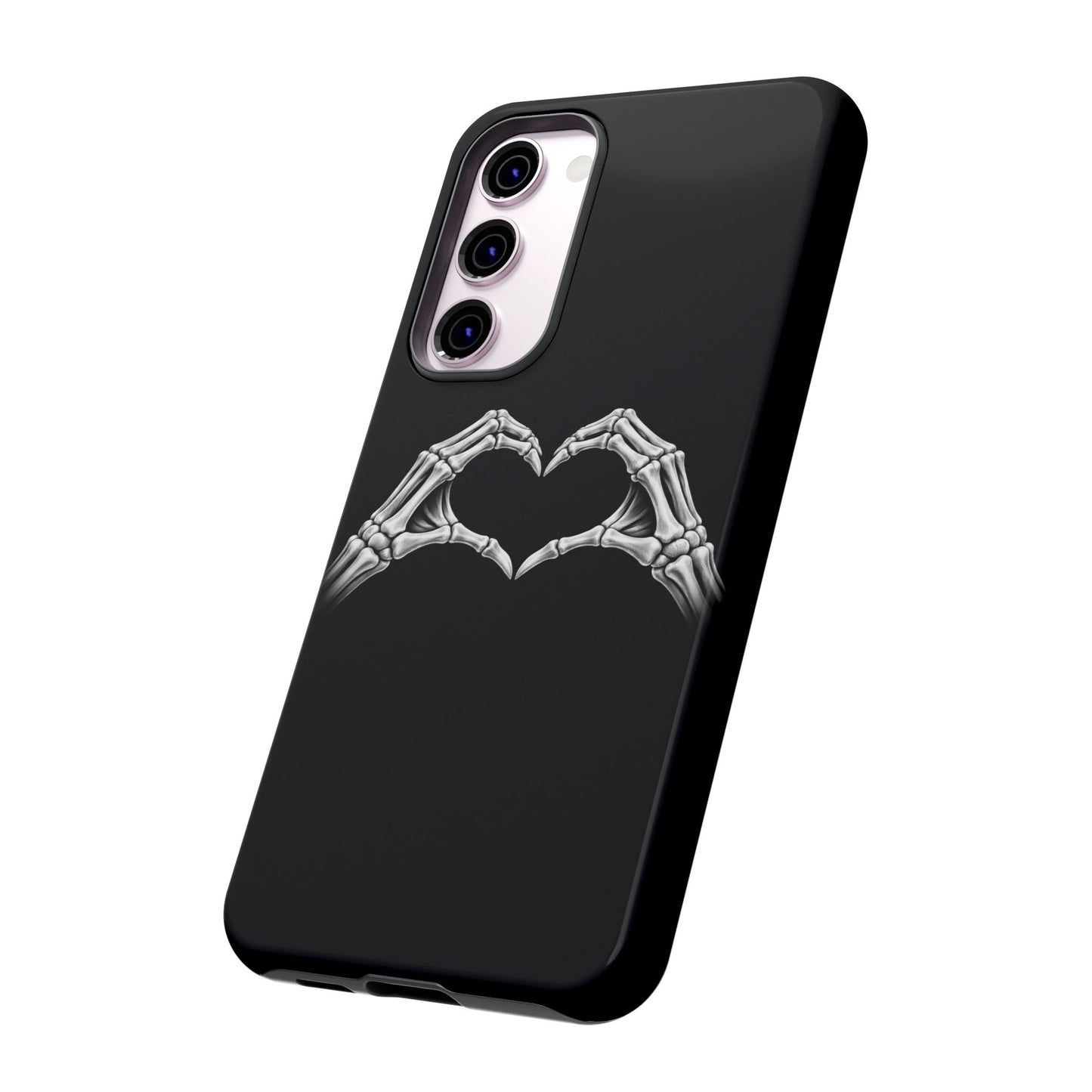 Skeleton Hands Heart Phone Case | Gothic Black Protective Cover
