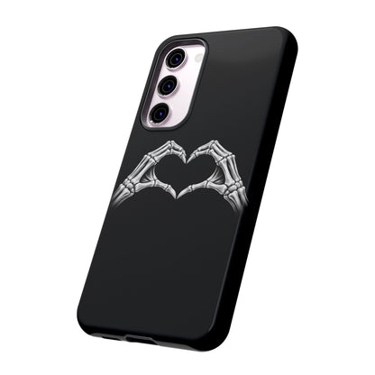 Skeleton Hands Heart Phone Case | Gothic Black Protective Cover