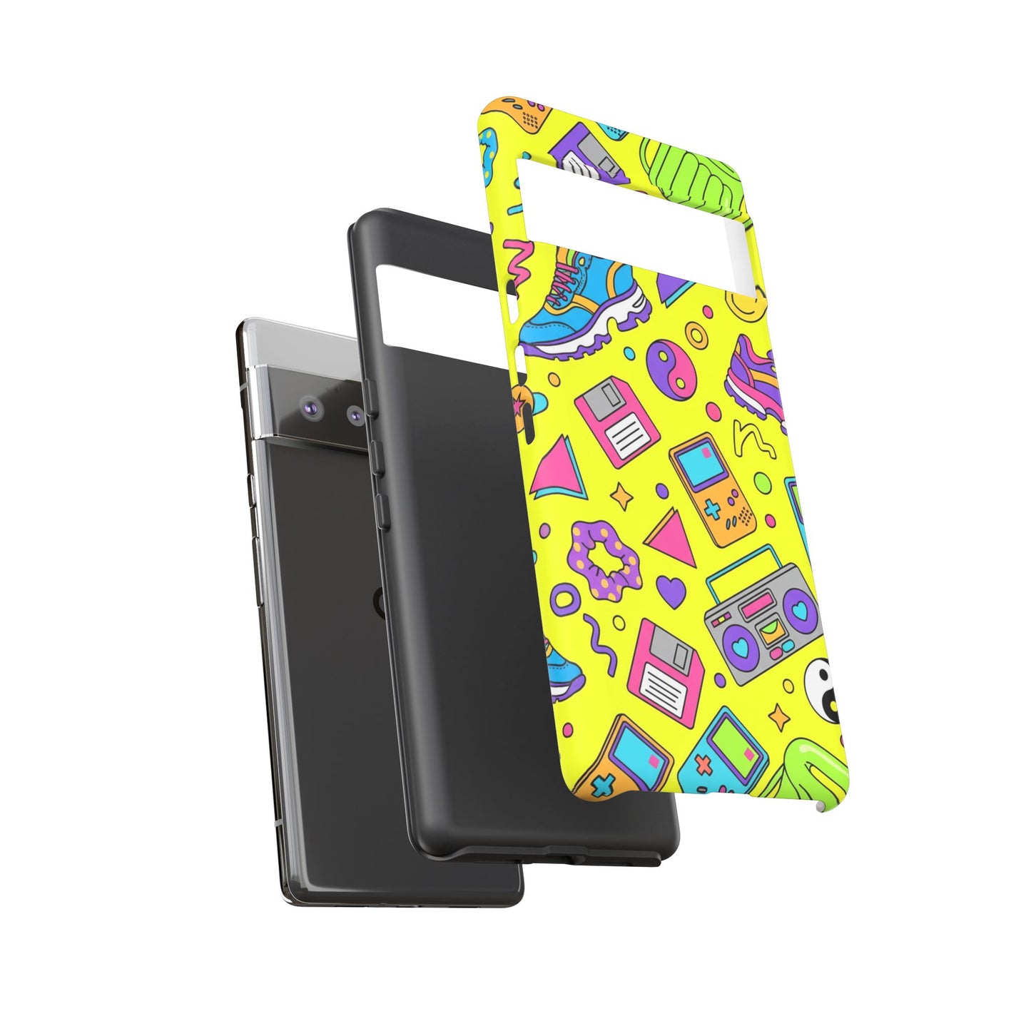 90s Retro Neon Phone Case – Y2K Nostalgia Colorful Icons Tough Protective Case