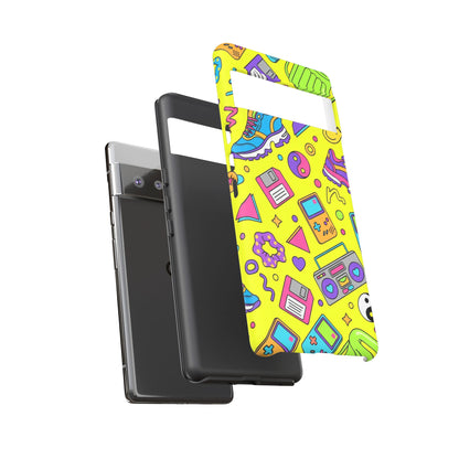 90s Retro Neon Phone Case – Y2K Nostalgia Colorful Icons Tough Protective Case
