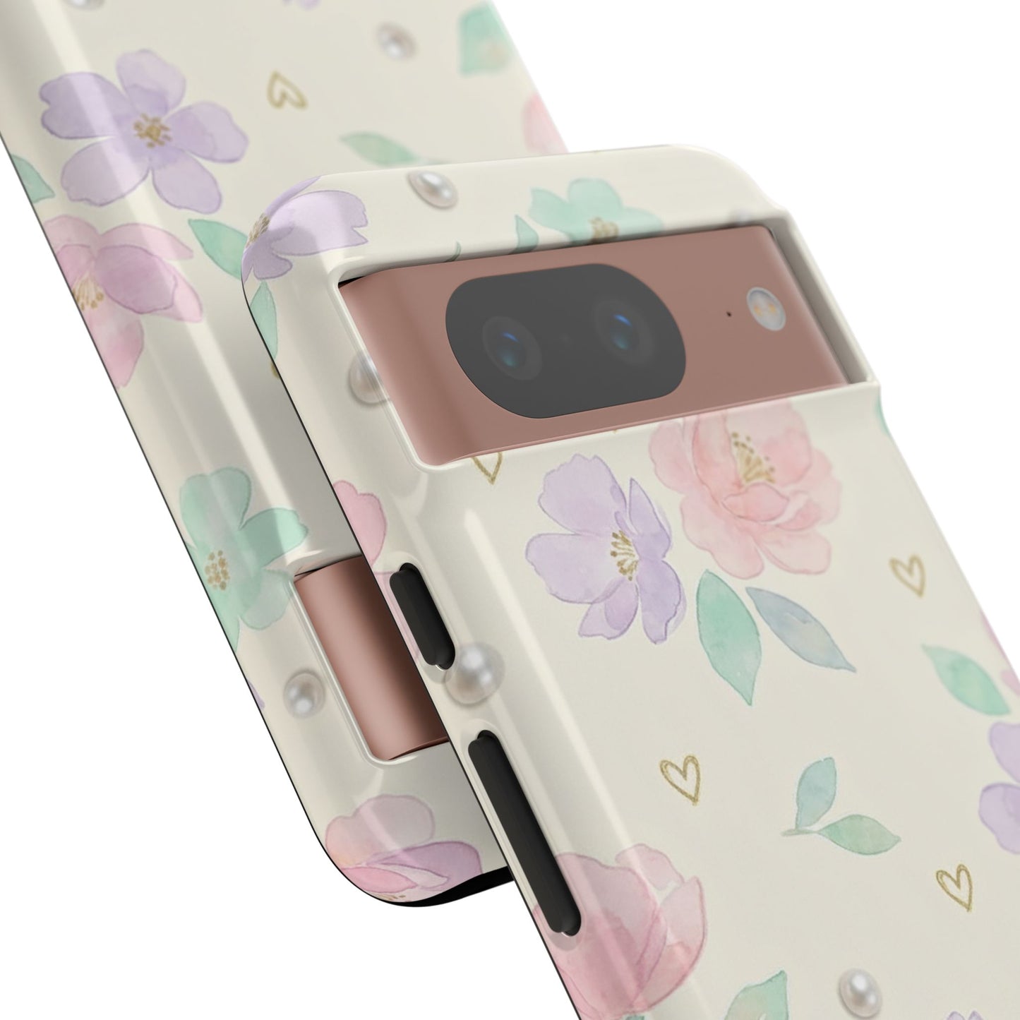 Pastel Floral Phone Case – Coquette Watercolor Flower Hearts Tough Case (iPhone, Samsung, Pixel)