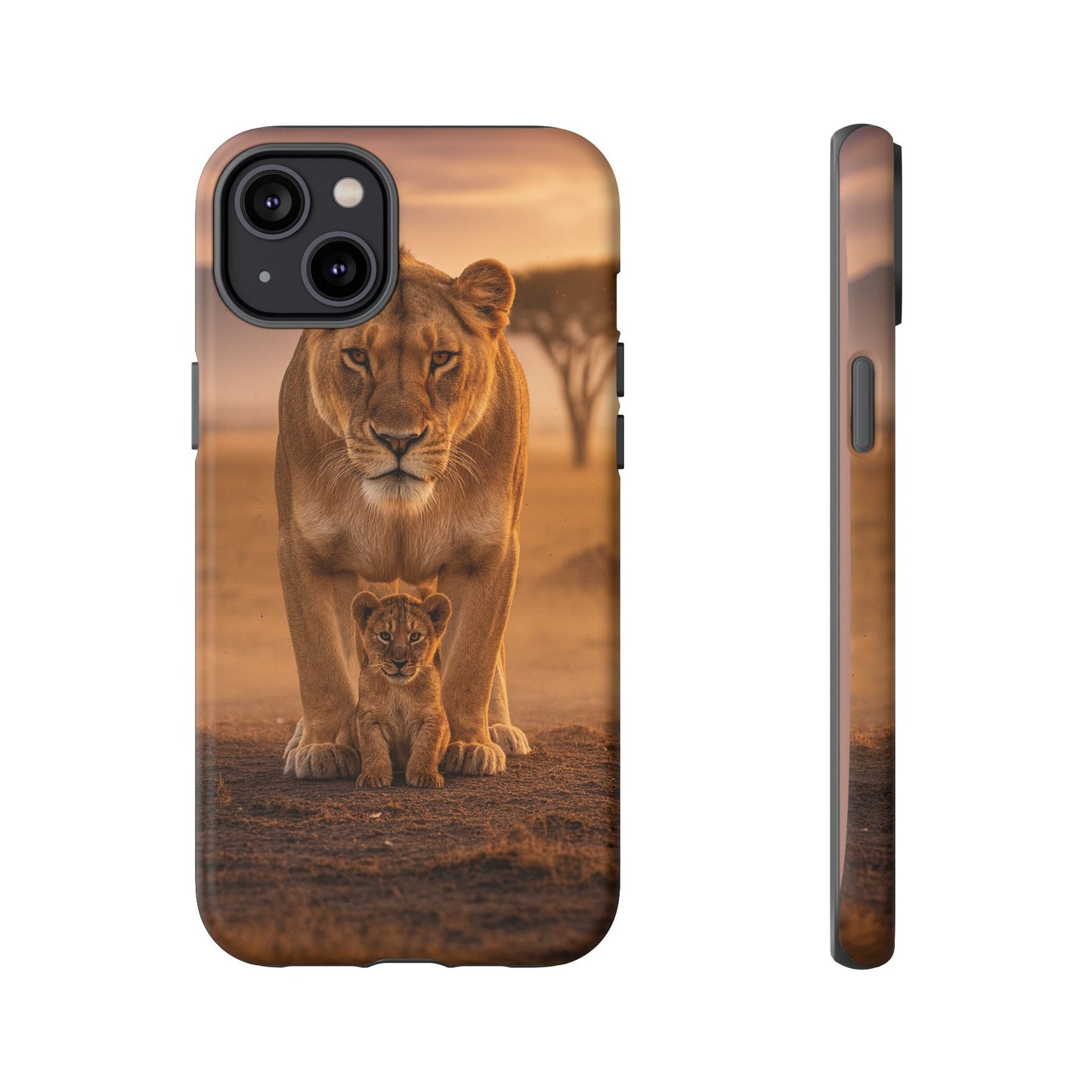 Lioness & Cub Phone Case | Safari Wildlife Tough Case for iPhone & Samsung