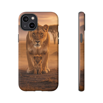 Lioness & Cub Phone Case | Safari Wildlife Tough Case for iPhone & Samsung