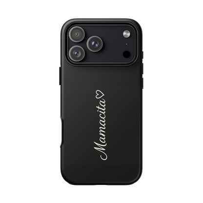 Mamacita Script Phone Case | Minimal Black Tough Case | Sleek Aesthetic Cover