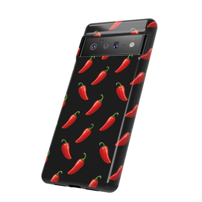 Spicy Chili Pepper Phone Case – Black Cute Hot Pepper Tough Cover for Iphone, Samsung Galaxy and Pixel