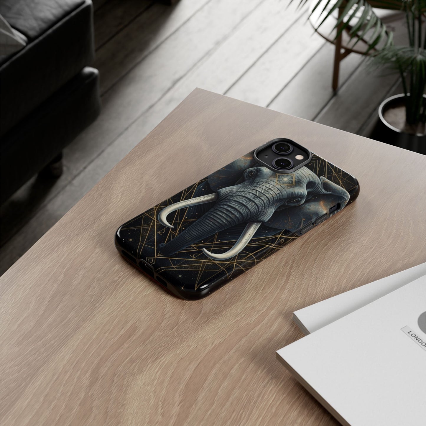 Elephant Mandala Phone Case – Black and Gold Spiritual Elephant Tough Protective Case