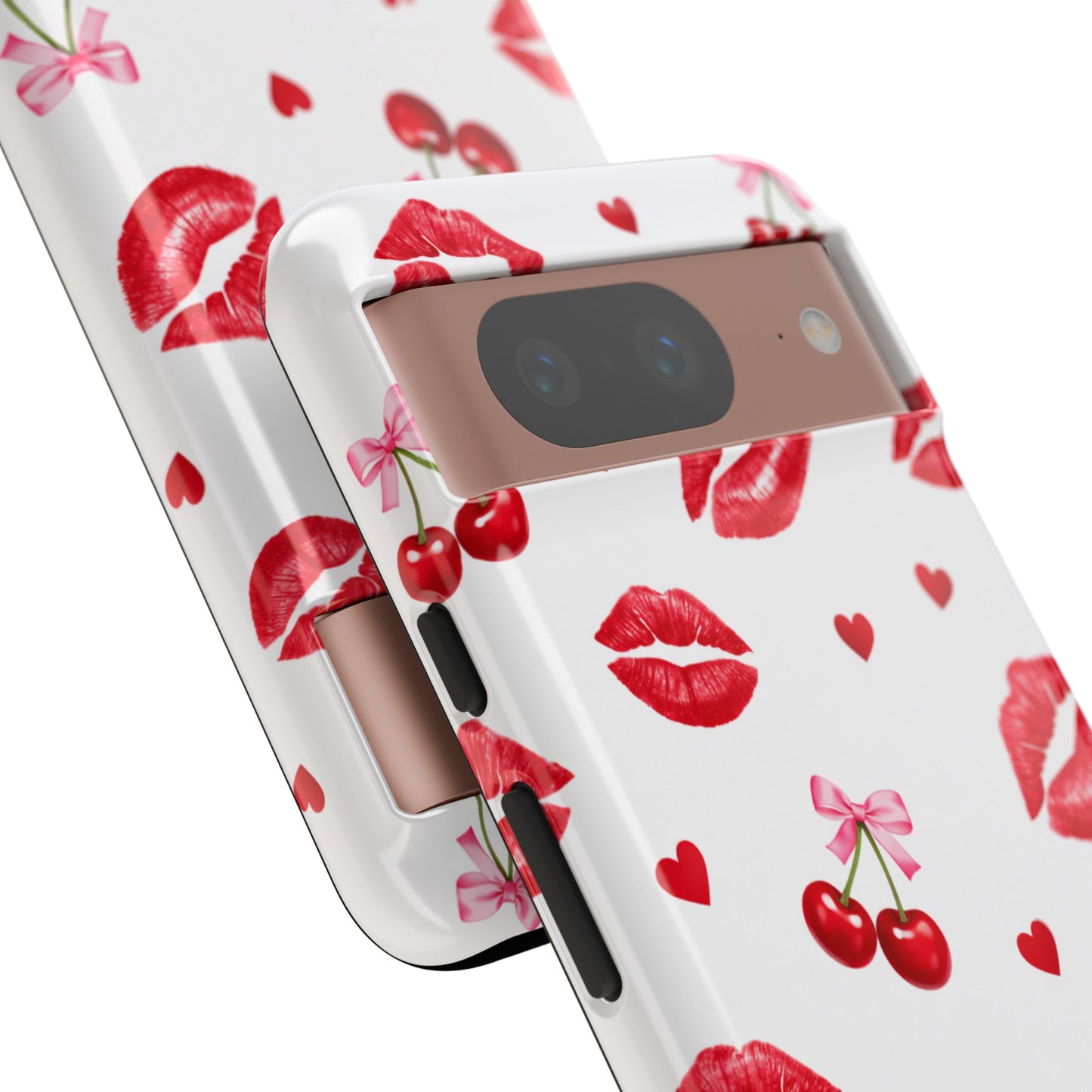 Red Lips & Cherry Phone Case – Y2K Retro Aesthetic Tough Cover