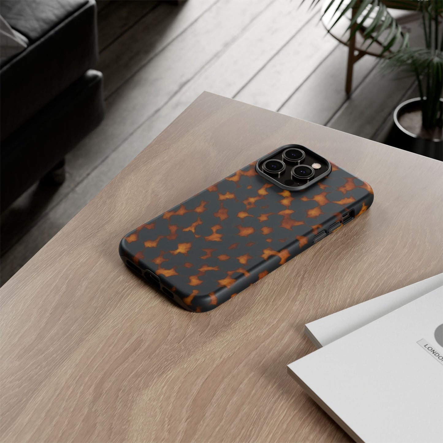 Tortoiseshell Pattern Tough Phone Case | Classic Leopard-Style Protective Cover