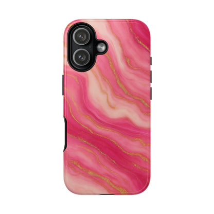 Pink Marble Phone Case | Rose Gold Swirl Aesthetic Tough Protective Case