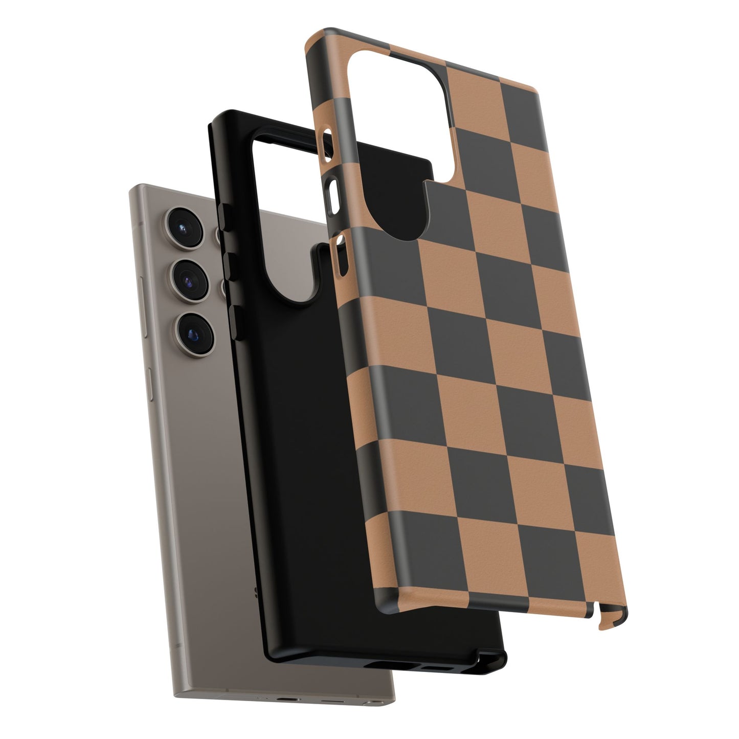 Brown Checkered Phone Case | Aesthetic Checkerboard iPhone & Samsung Tough Case