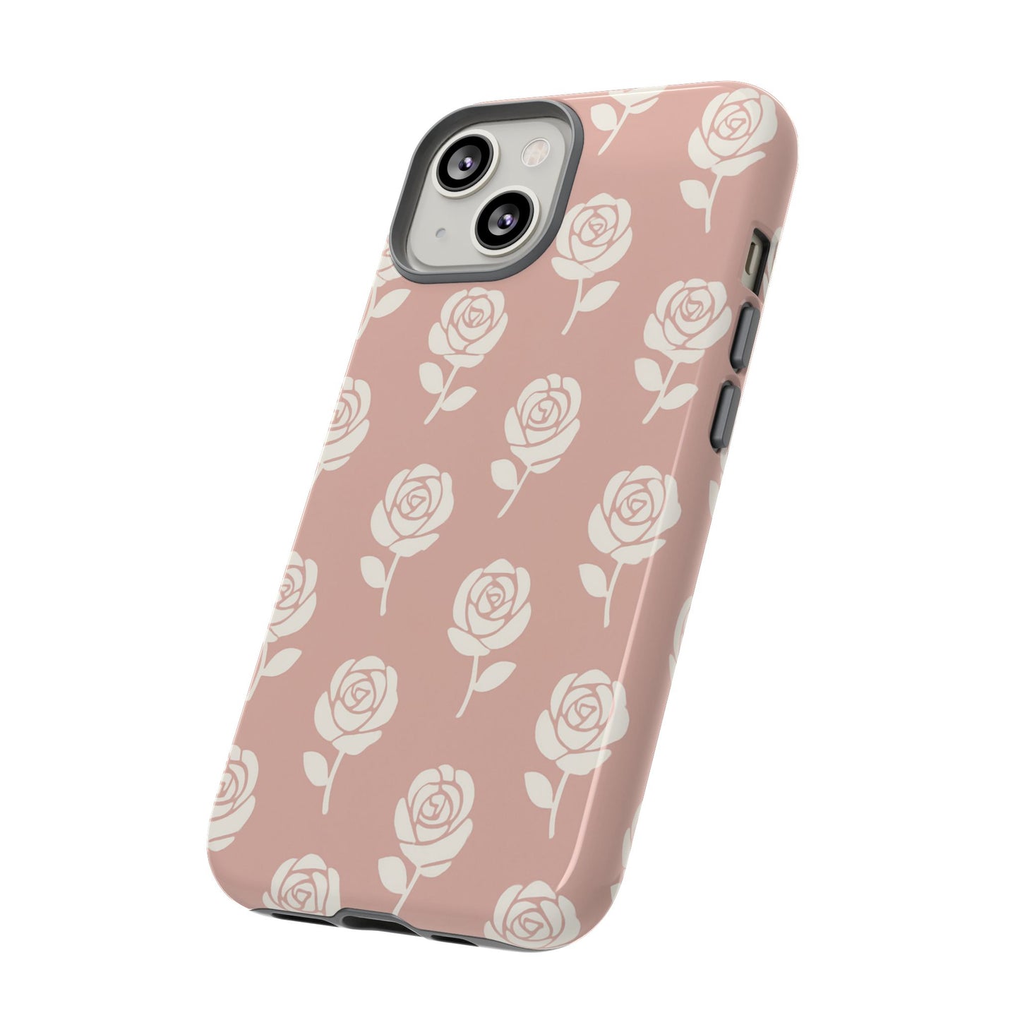 White Rose Pattern Tough Phone Case | Elegant Floral Aesthetic Case for Iphone, Samsung Galaxy and Pixel