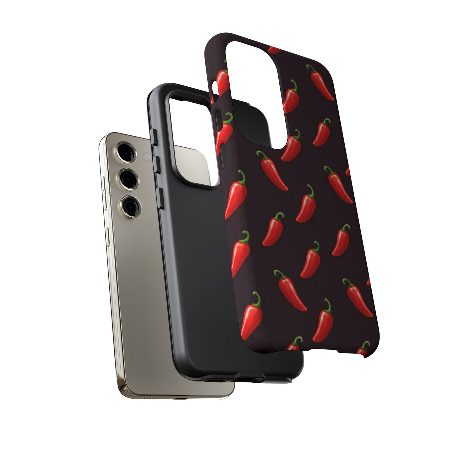 Spicy Chili Pepper Phone Case – Black Cute Hot Pepper Tough Cover for Iphone, Samsung Galaxy and Pixel