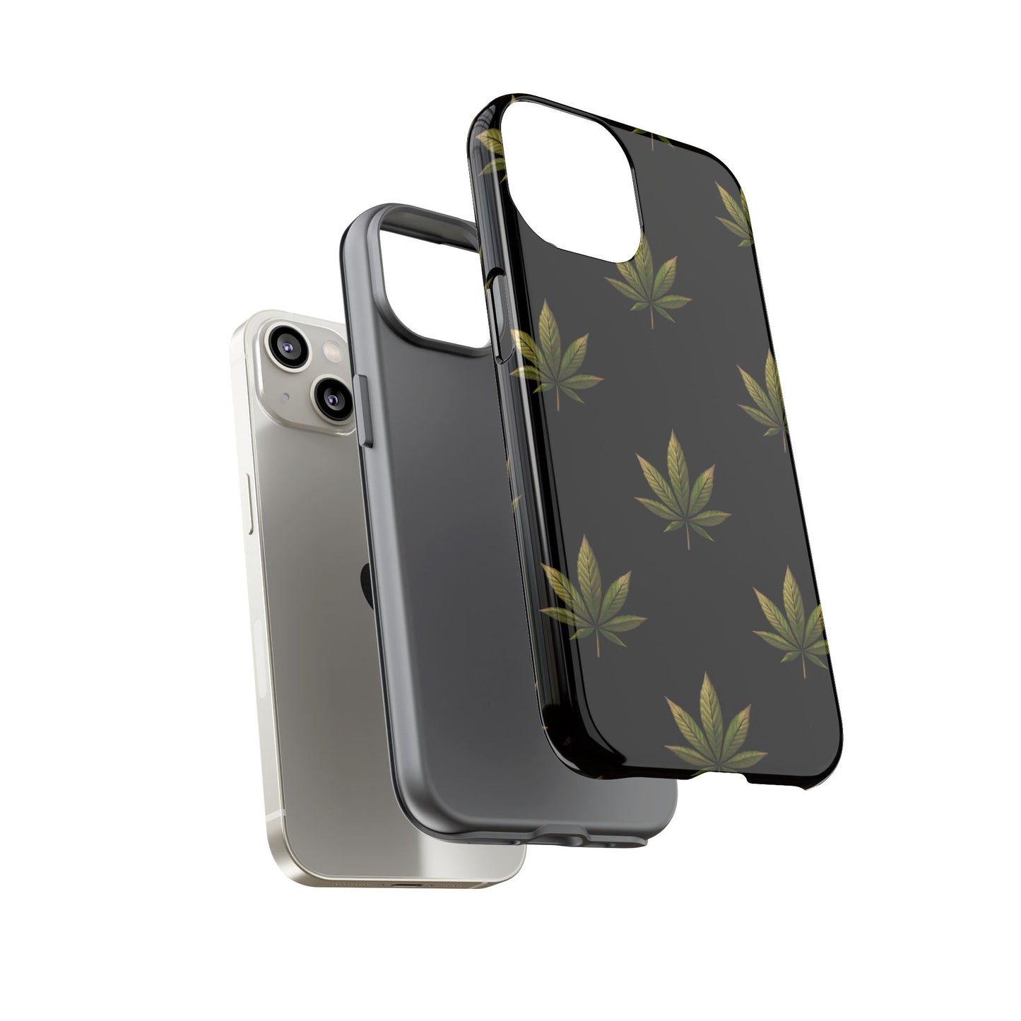 Cannabis Leaf Phone Case Green Weed Leaf Pattern Tough Protective Cover