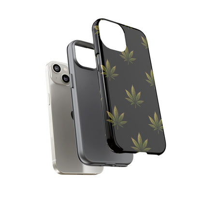 Cannabis Leaf Phone Case Green Weed Leaf Pattern Tough Protective Cover