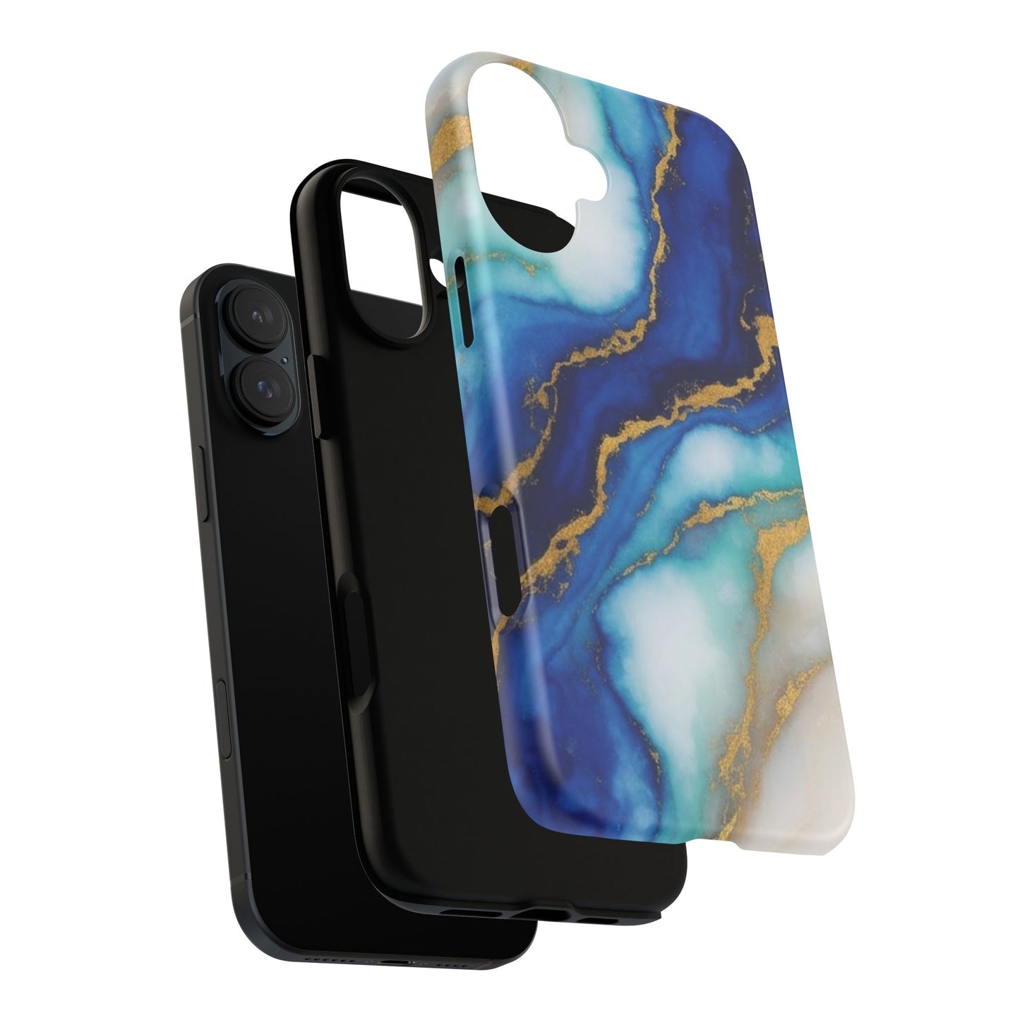 Blue & Gold Marble Phone Case – Luxury Resin Art Tough Case (iPhone, Samsung, Pixel)